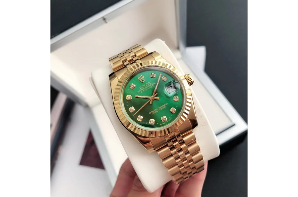 Rolex Datejust 36/28mm RG/RG Jub Green/Dial view 3
