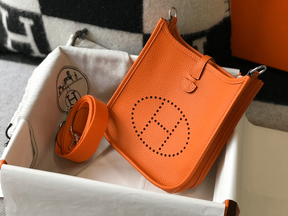 Hermes Evelyne 16 Amazone Bag Orange With Silver Toned Hardware 18cm view 12