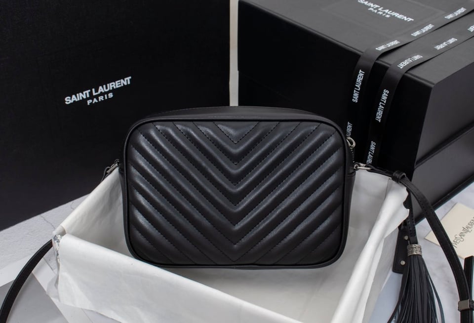 Saint Laurent Lou Camera Bag In Quilted Black Silver Leather 23Cm view 7