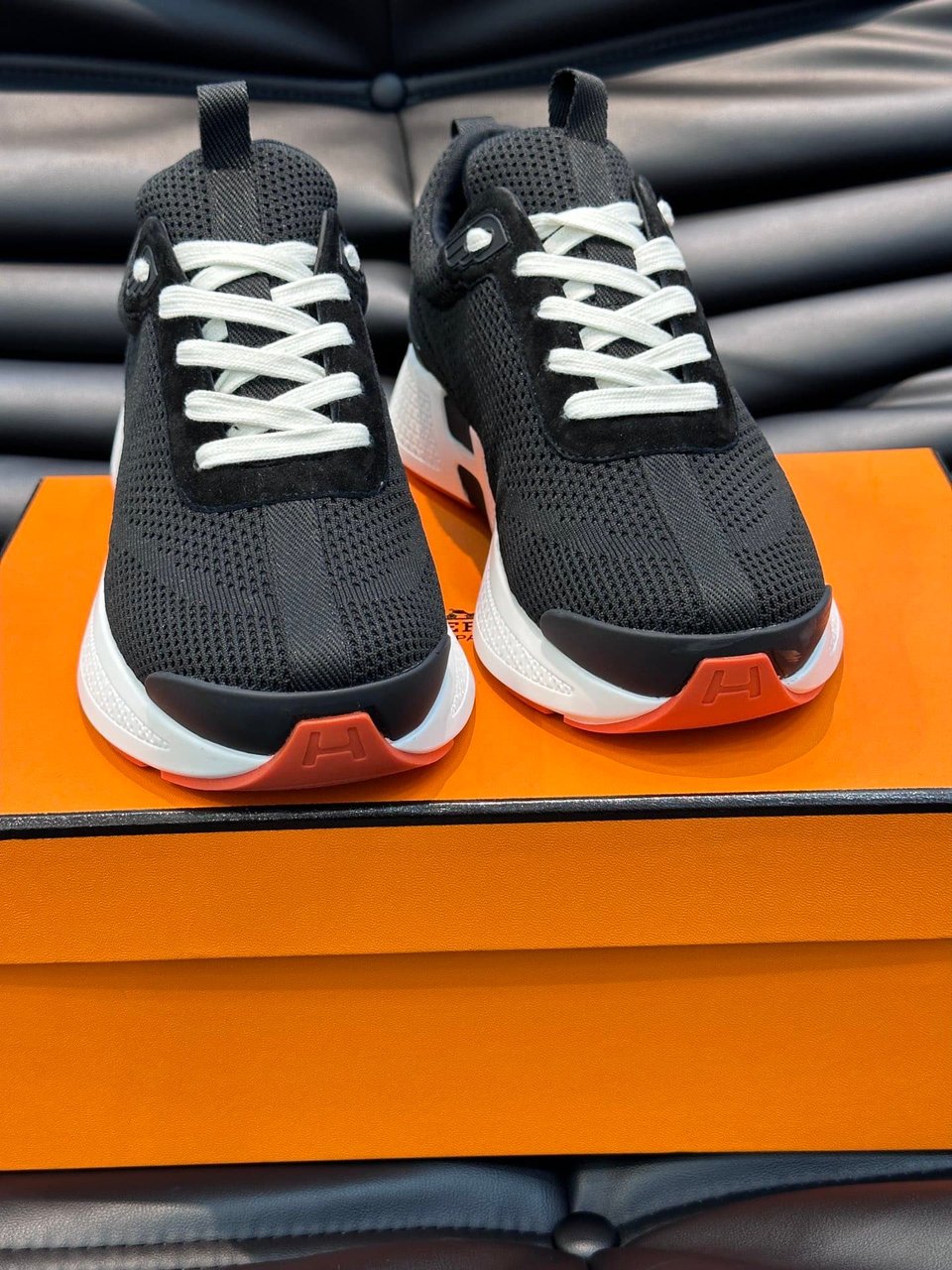 Hermes Heros Sneaker Black Orange H232985Zh05400 view 6