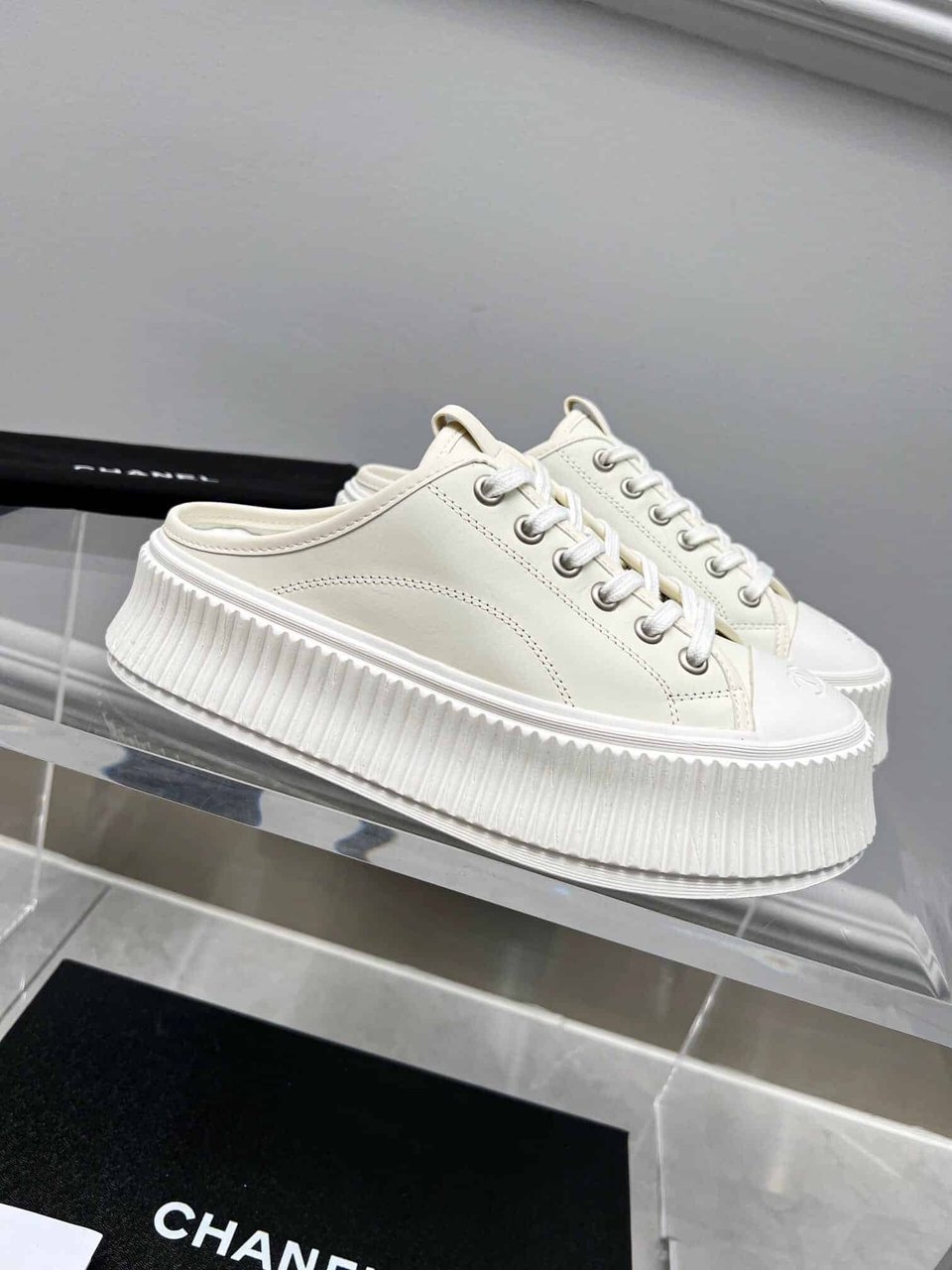 Chanel Platform Shoes Cream view 4