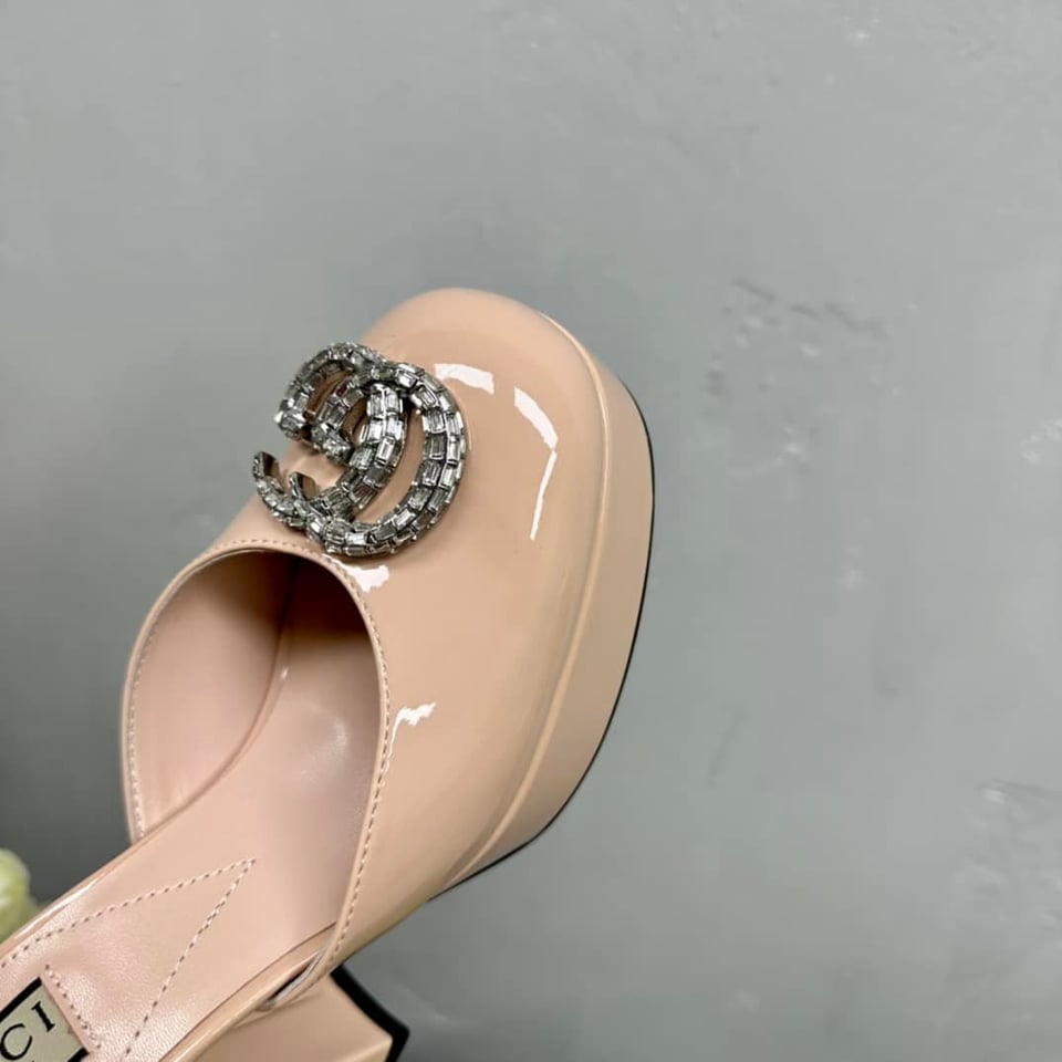 Gucci Women’S Platform Pump With Double G Beige view 5