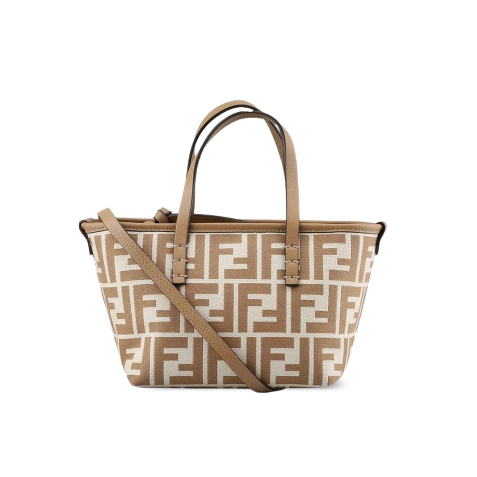 Fendi Roll FF Beige Jacquard Mini Bag 16cm view 2