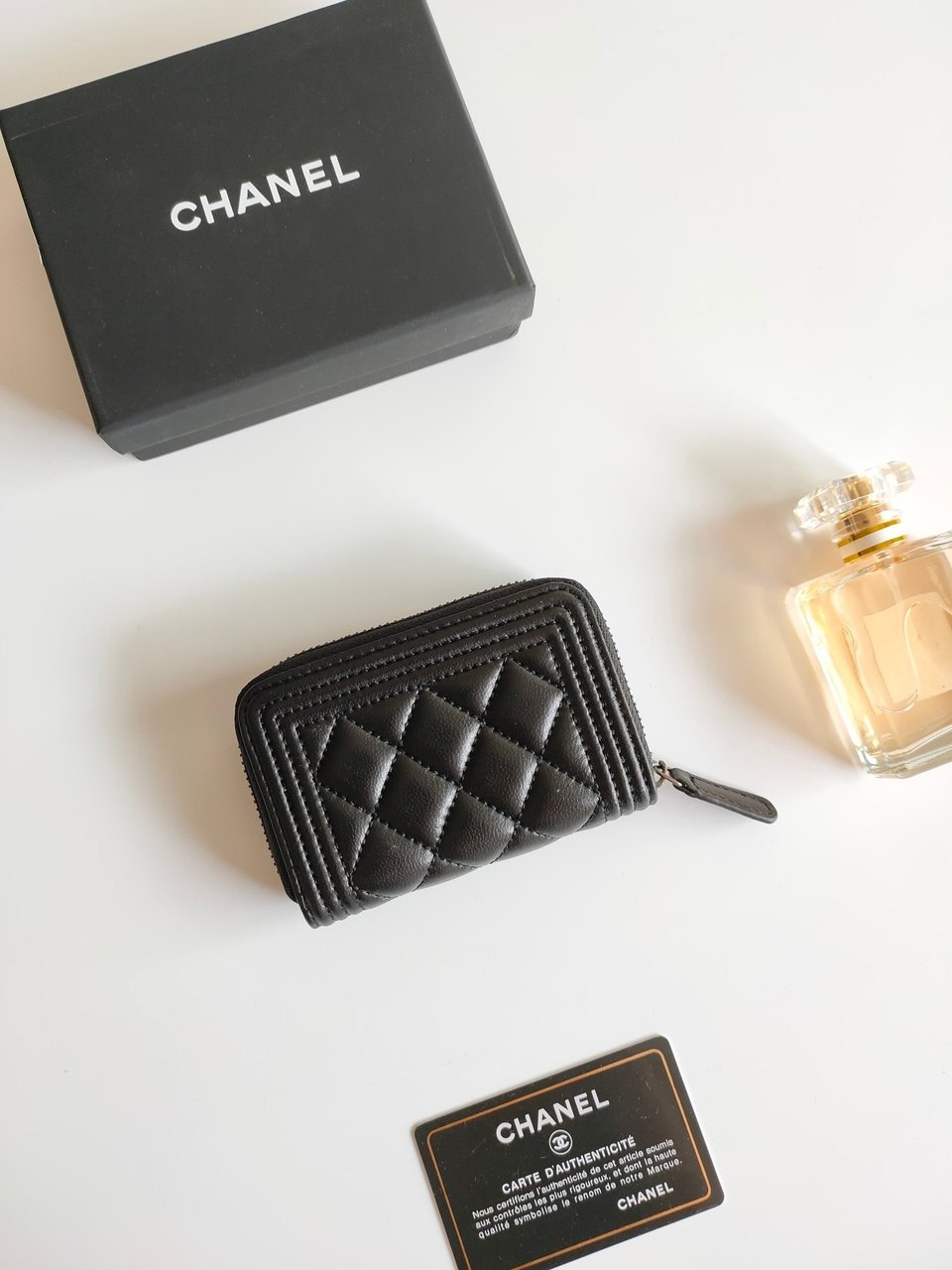 Chanel Boy Zip Coin Purse 11.5 Black Grained Calfskin Icon view 6