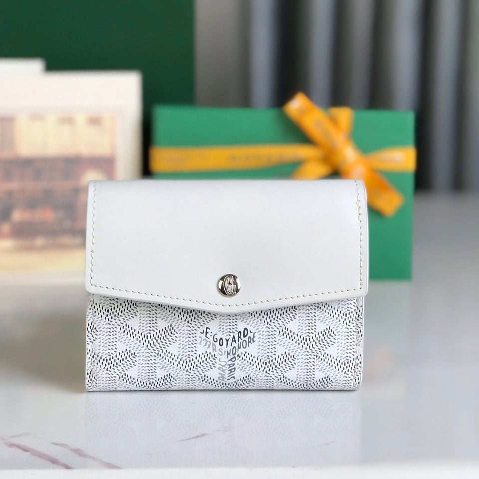 Goyard Saint-Gabriel Wallet 12 Cm White Calfskin And Goyardine Canvas view 11
