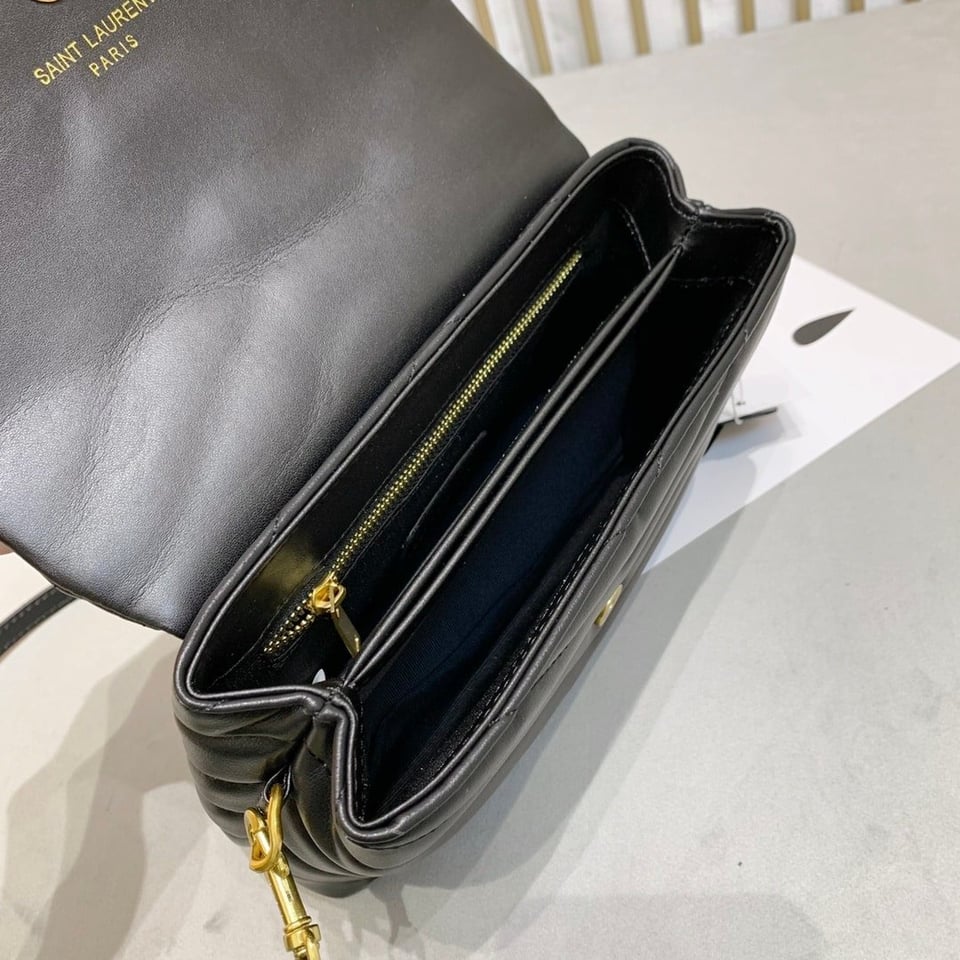 Saint Laurent Loulou Toy Strap Bag In Quilted Y Leather Black view 7