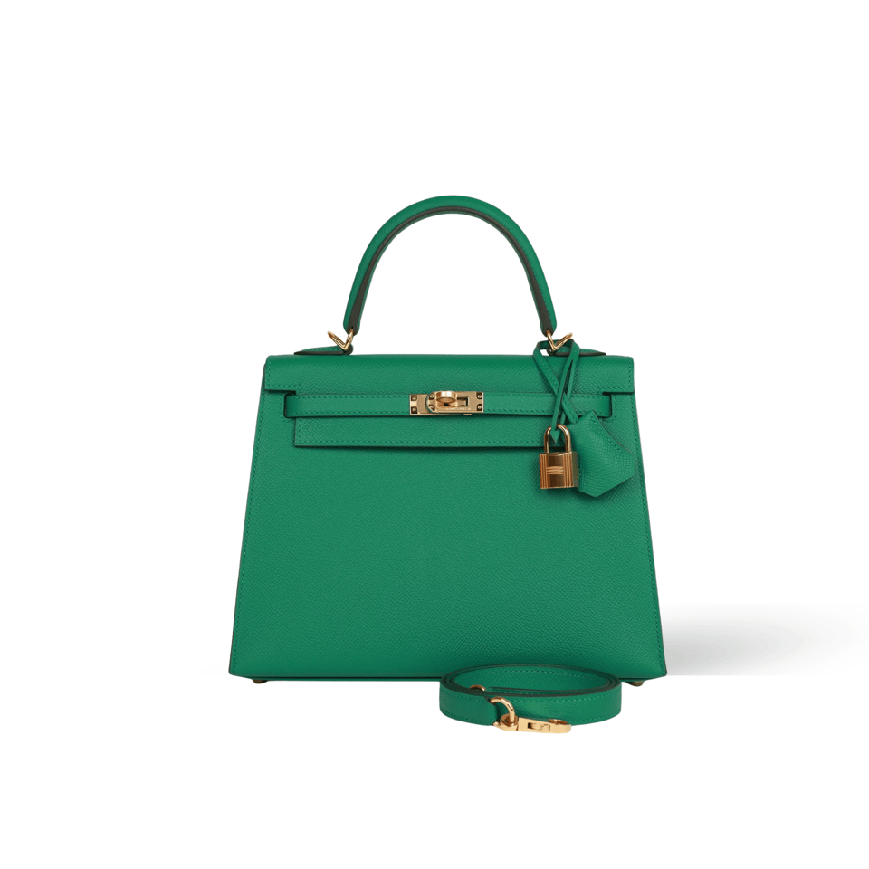 Hermes Kelly 25 Bag In Vert Vertigo Epsom Leather For Women 25cm/10in view 2
