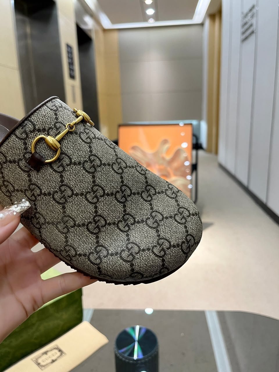 Gucci Mule With Horsebit Beige And Ebony GG Supreme Canvas 749815 For Women view 3