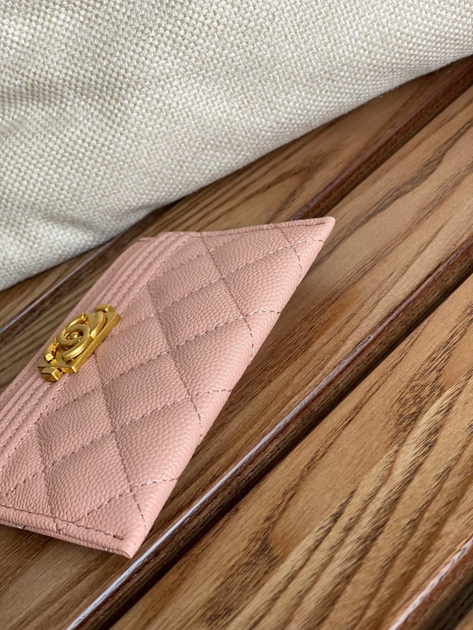 Chanel Boy 11Cm Card Holder Pink Caviar Gold Hardware view 10