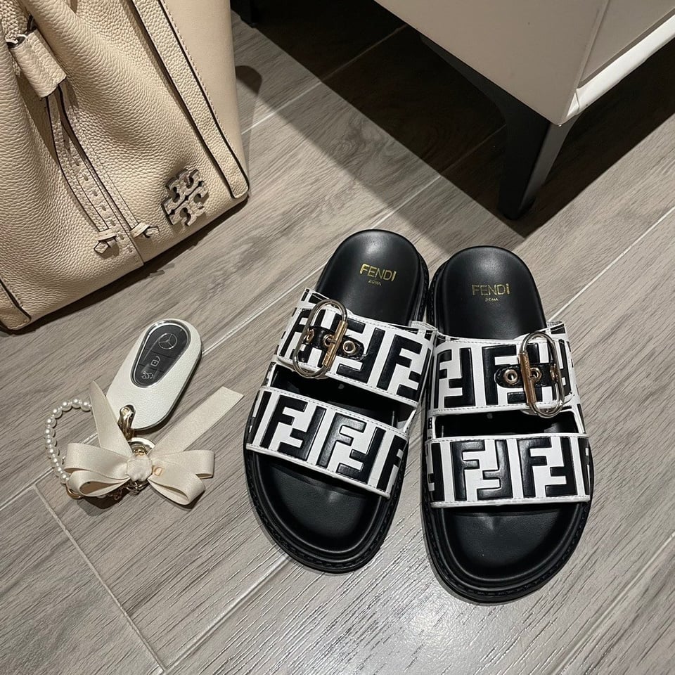 Fendi Ff Double Band Slide Black view 10