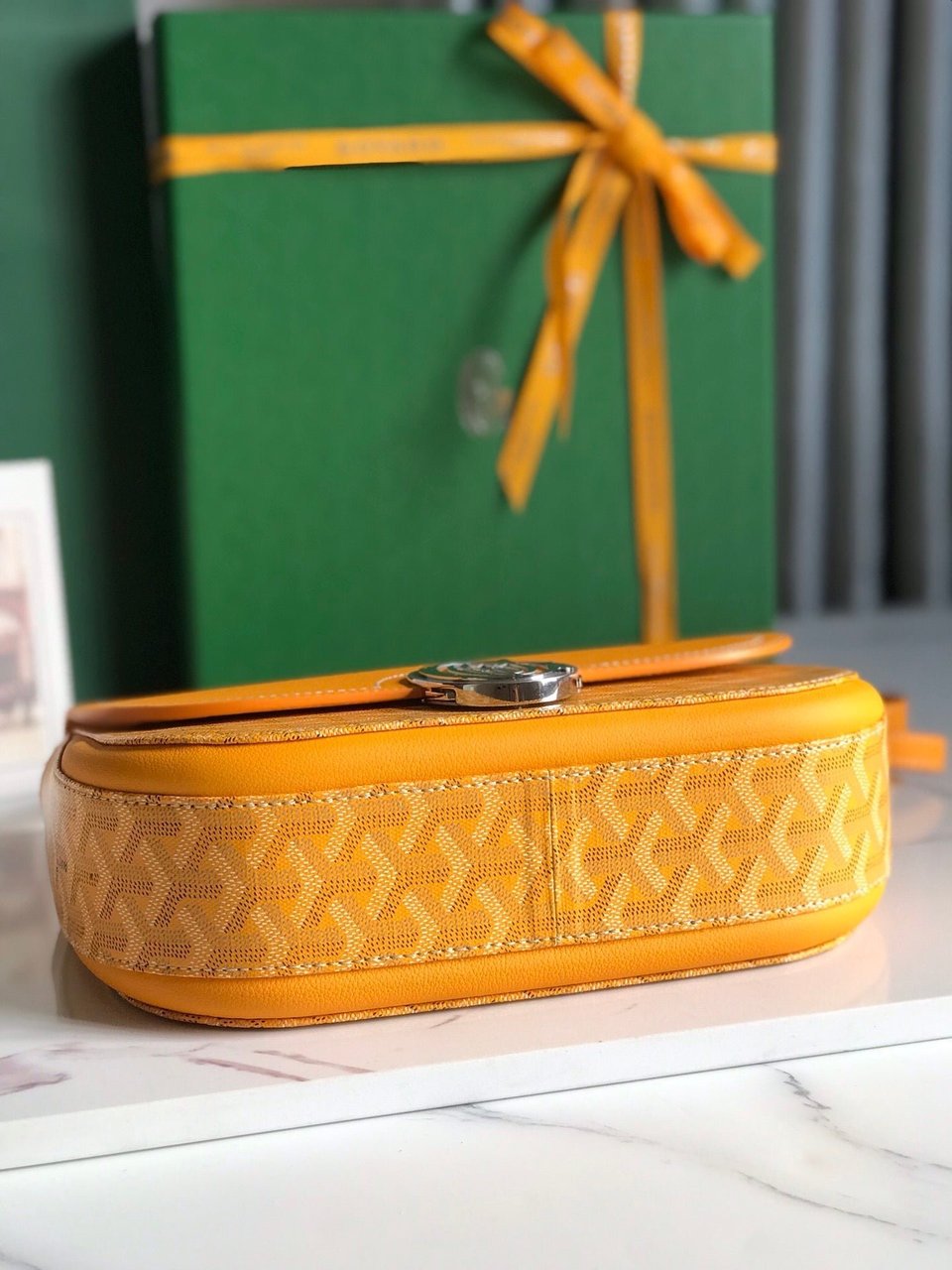 Goyard 233 Bag 25 Cm Yellow Calfskin And Goyardine Canvas view 5