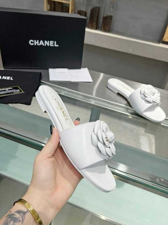 Chanel Camellia Slides White view 5