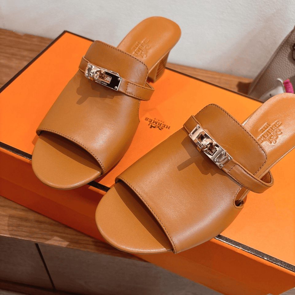 Hermes Brown Leather Mules view 6