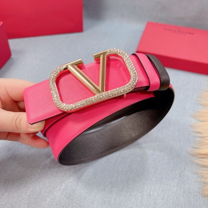 Valentino Garavini VLogo Pearl-Embellished Reversible Leather Belt view 6