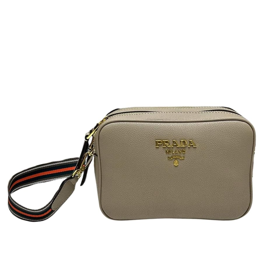 Prada Vitello Crossbody Bag Beige Gray 23Cm view 2