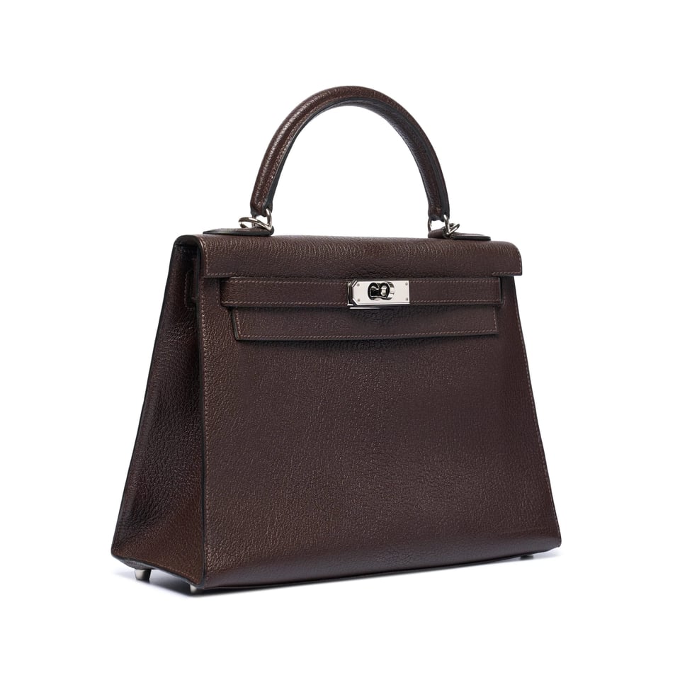 Hermes Kelly 28 Bag In Chocolate Brown Leather For Women 28cm/11in view 3