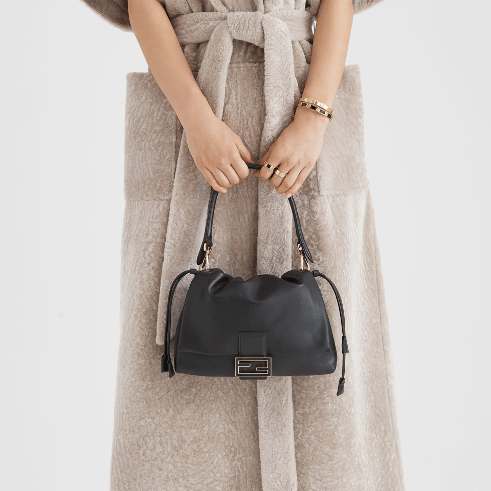 Fendi Mamma Baguette Medium Matcha Black Nappa Leather Bag 26.5cm view 3