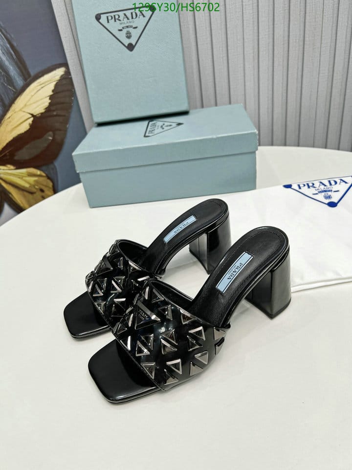 Prada Studded Metallic Leather Mules Black view 3