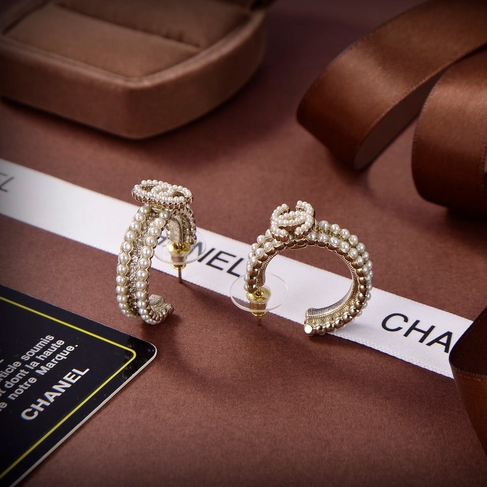 Chanel Metal Strass Earrings view 4