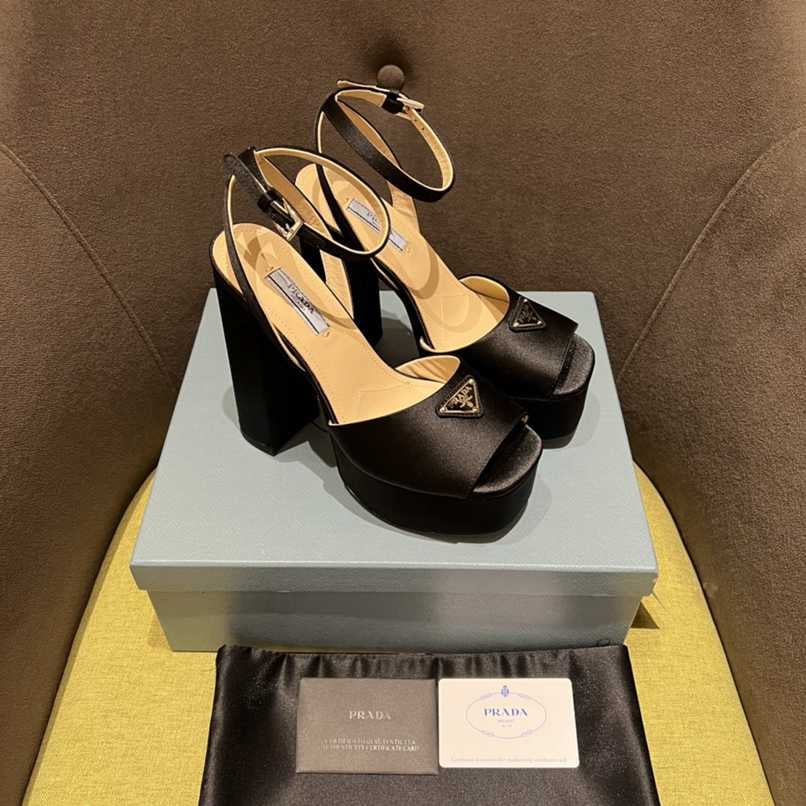 Prada High-Heeled Satin Sandals Black 1Xp48B049F0002F135 view 8