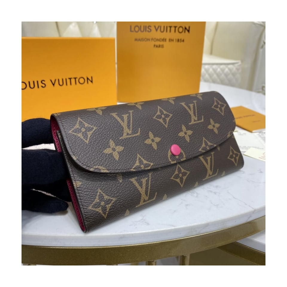 Louis Vuitton Monogram Canvas Emilie Wallet Rose Red view 2