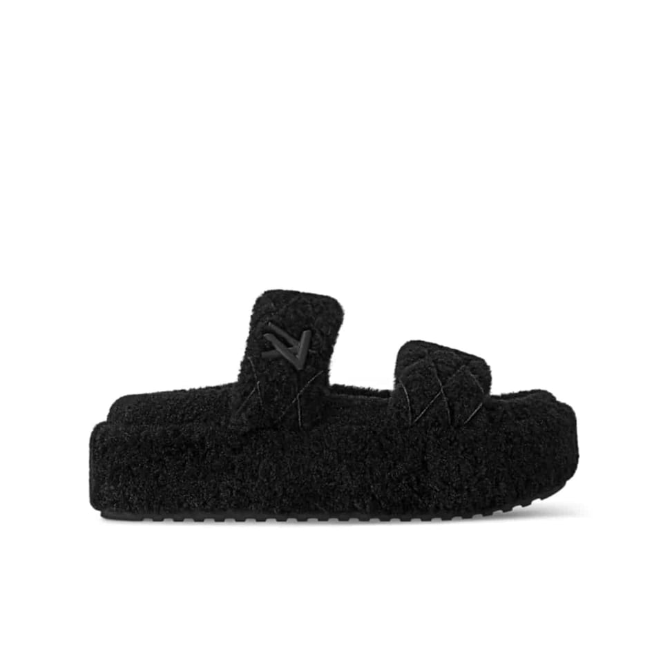 Louis Vuitton Lv Sunset Platform Comfort Mule Shearling Black 1Actv0 view 2