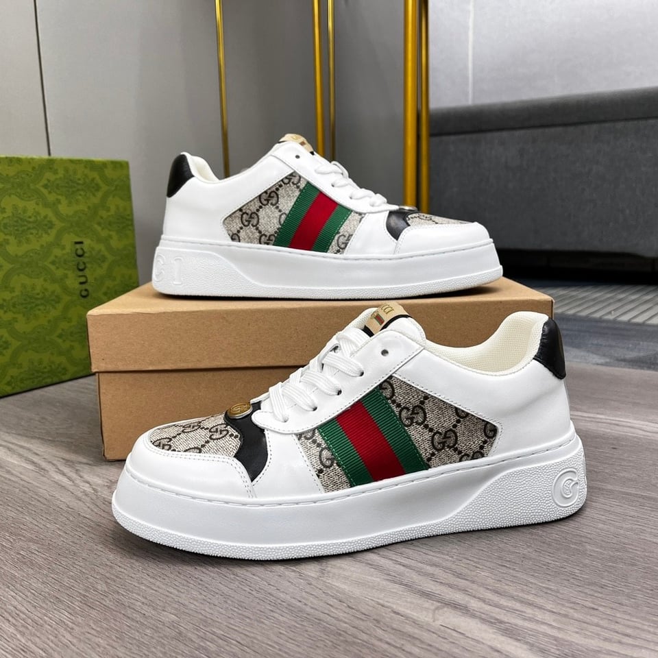 Gucci Screener Sneaker Gg Canvas With Web White view 5