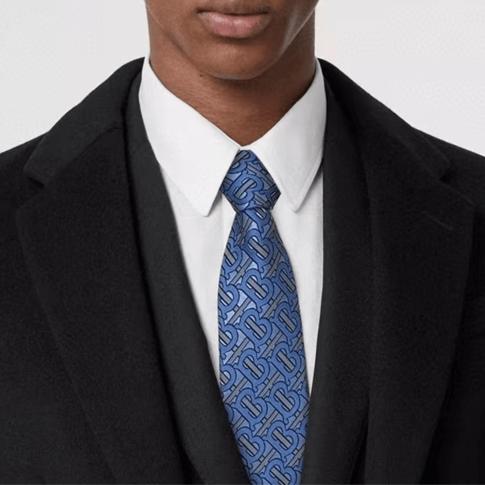 Burberry Blue Monogram Canvas Tie For Men view 7
