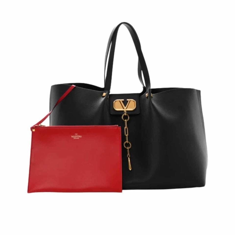 Valentino Garavani Large Vlogo Escape Shopper Tote Black 41Cm view 2