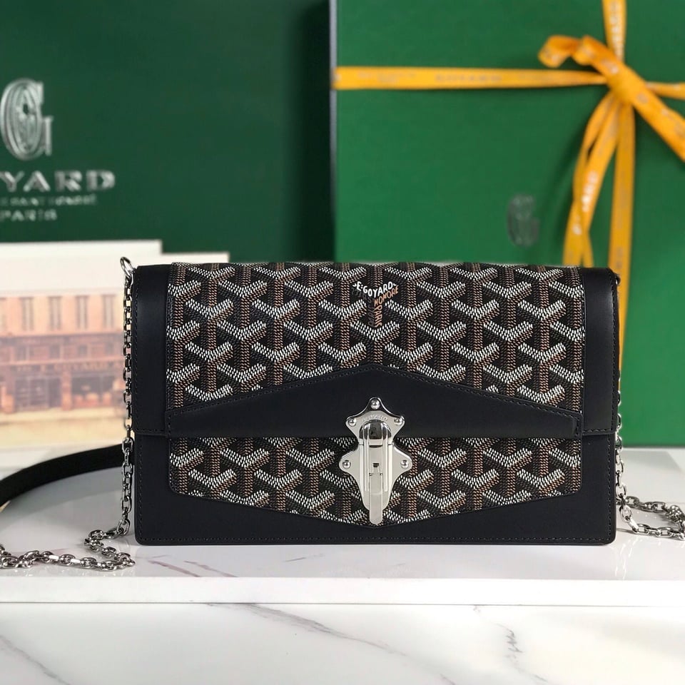 Goyard Duchesse Marie-Caroline Bag 25 Cm Black Goyardine Canvas And Smooth Calfskin view 11