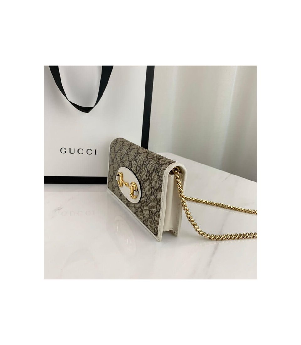Gucci 1955 Horsebit Wallet With Chain White 19cm view 7