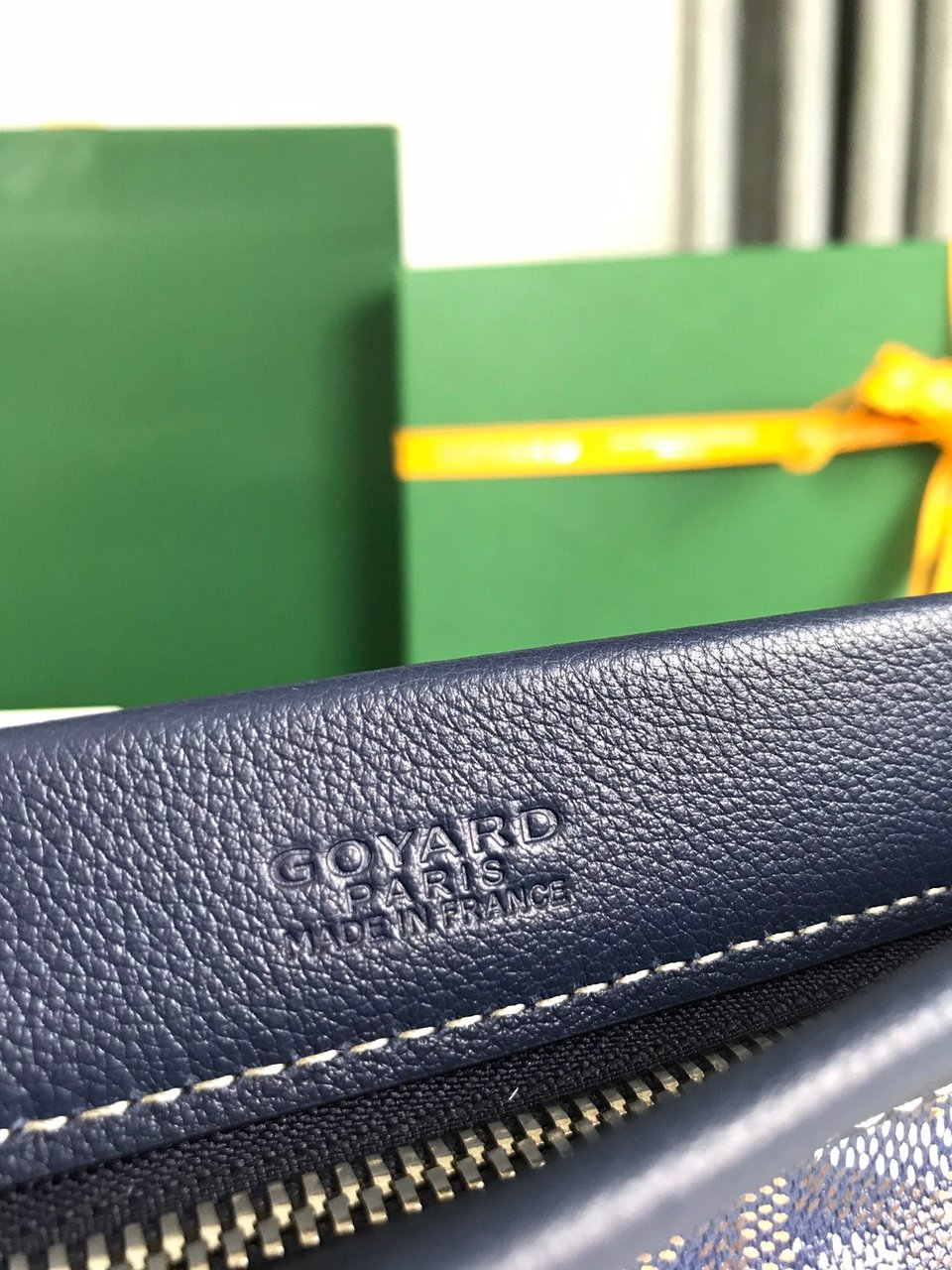 Goyard Conti Pouch 24 Cm Navy Blue Lambskin And Goyardine Canvas view 6