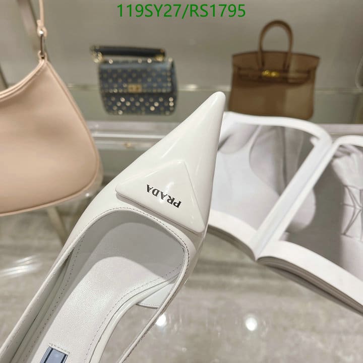Prada Brushed Leather Slingback Pumps White view 8
