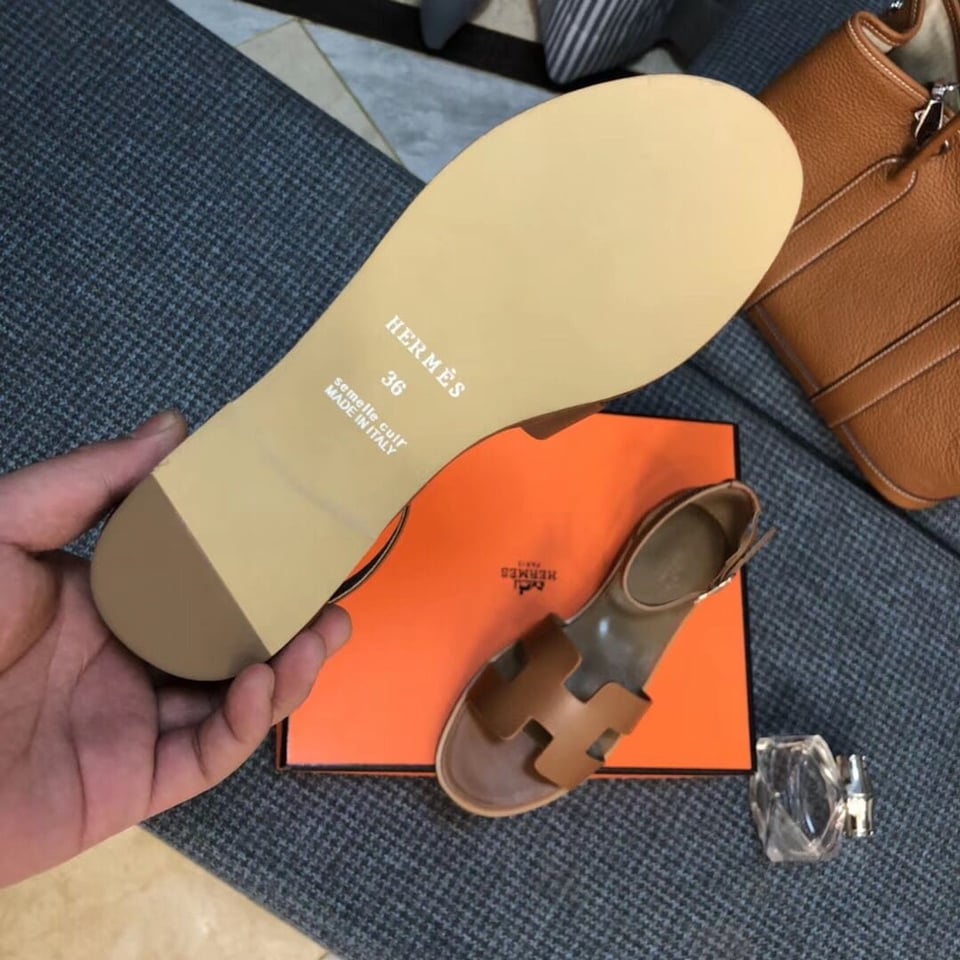 Hermes Santorini Sandal Brown view 3