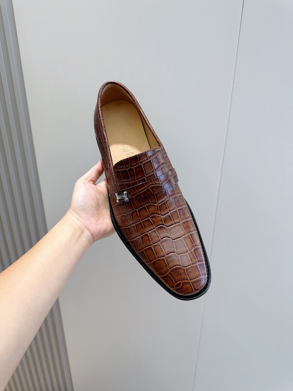Hermès Crocodile Leather Loafers Brown Signature H Buckle- Shoes for Men view 5
