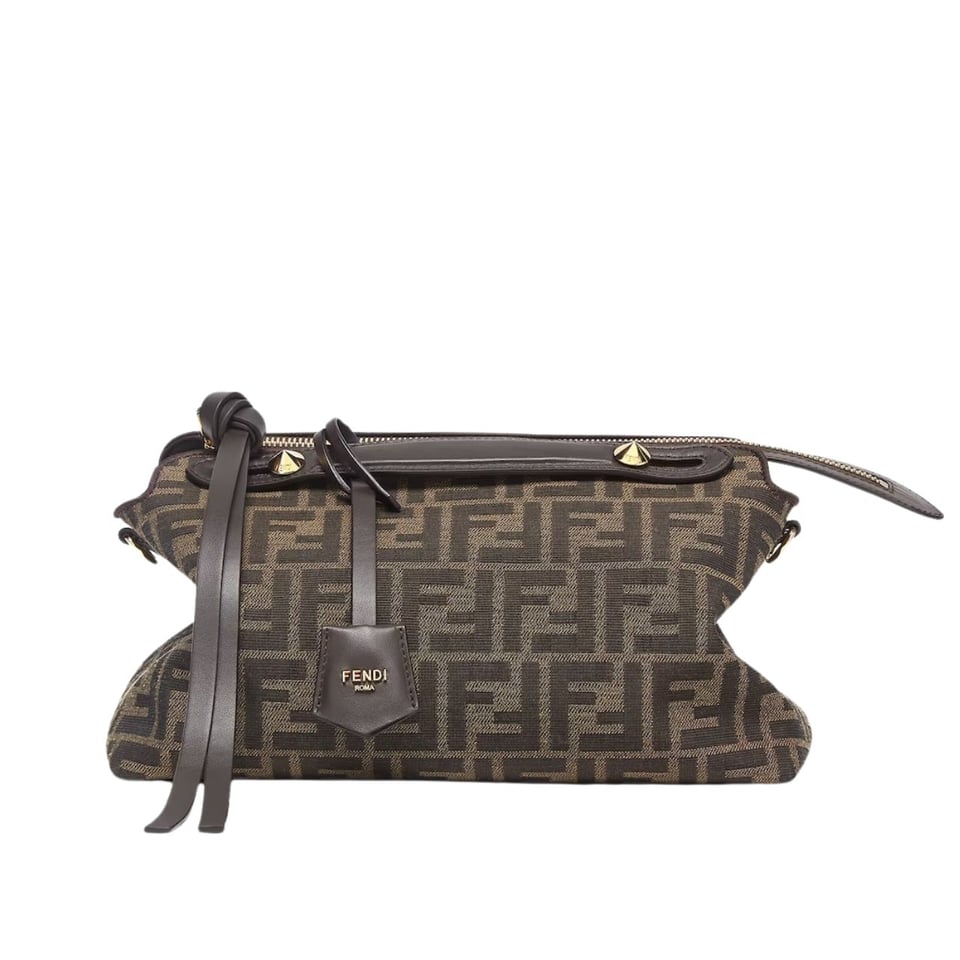 Fendi By The Way Soft Medium Brown Ff Jacquard Fabric Bag 27Cm view 2
