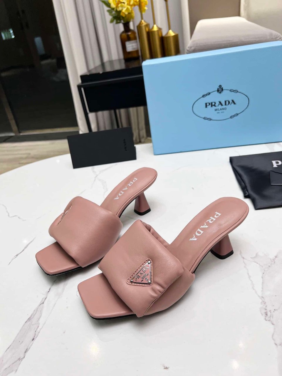 Prada Soft Padded Nappa Sandals Pink view 11