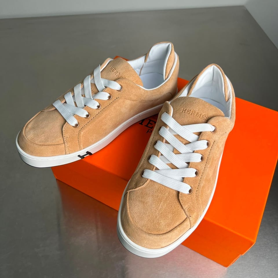 Hermes Kid Sneakers Beige Sable Color Goatskin H251933ZHC9400 view 9
