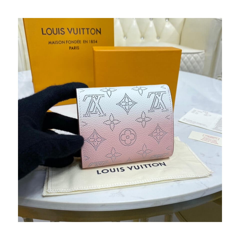 Louis Vuitton Iris Compact Wallet in Pink Gradient Mahina Perforated Leather view 3