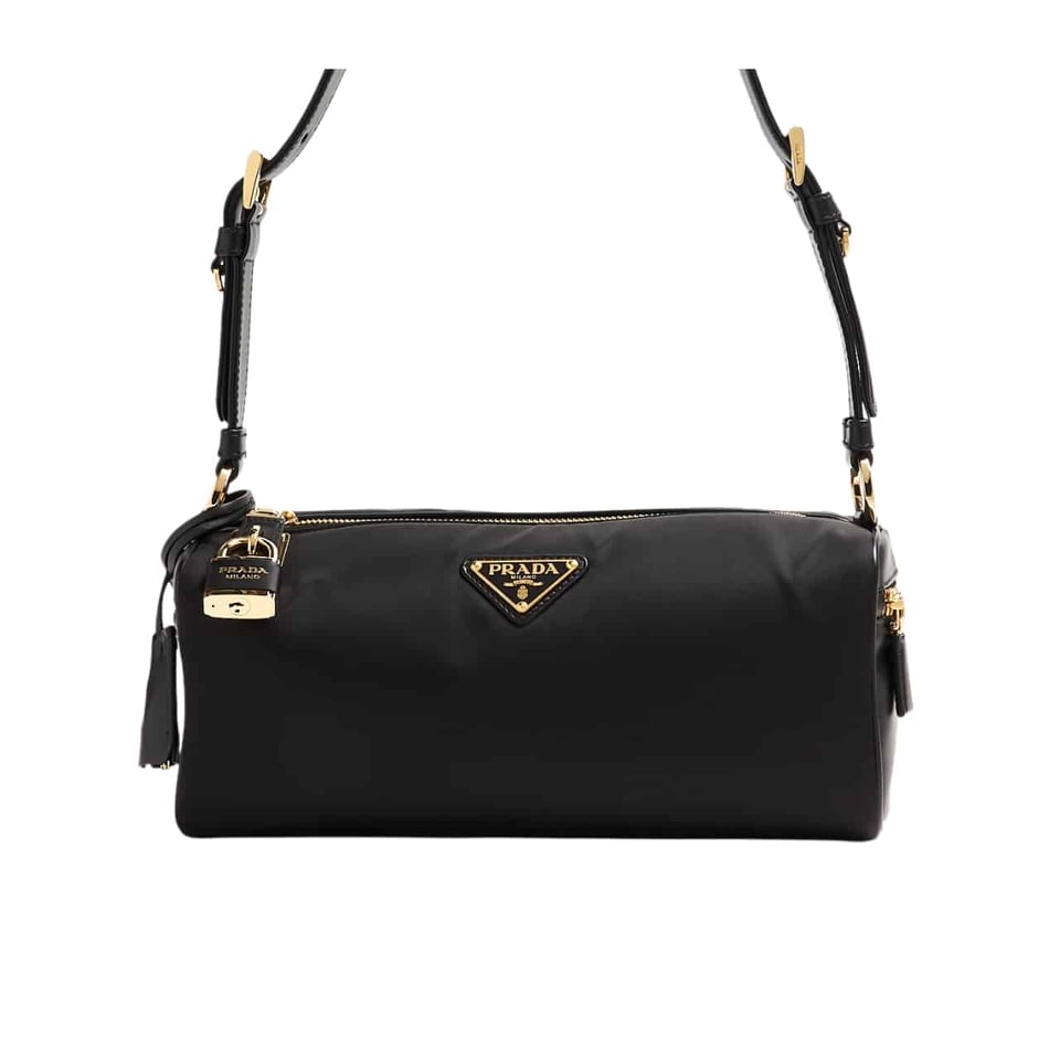 Prada Re Nylon Pouch Black 28Cm
