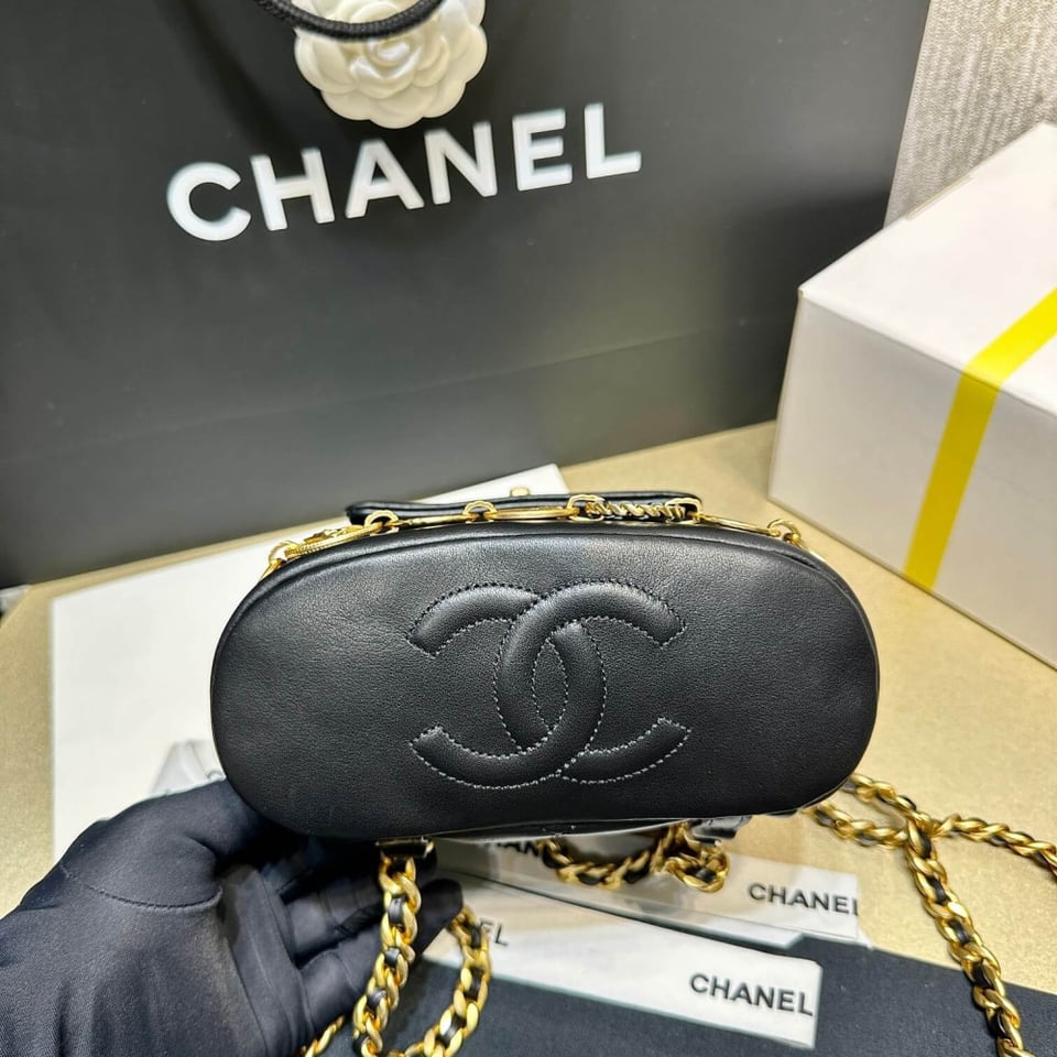 Chanel Small Backpack in Black Calfskin view 10