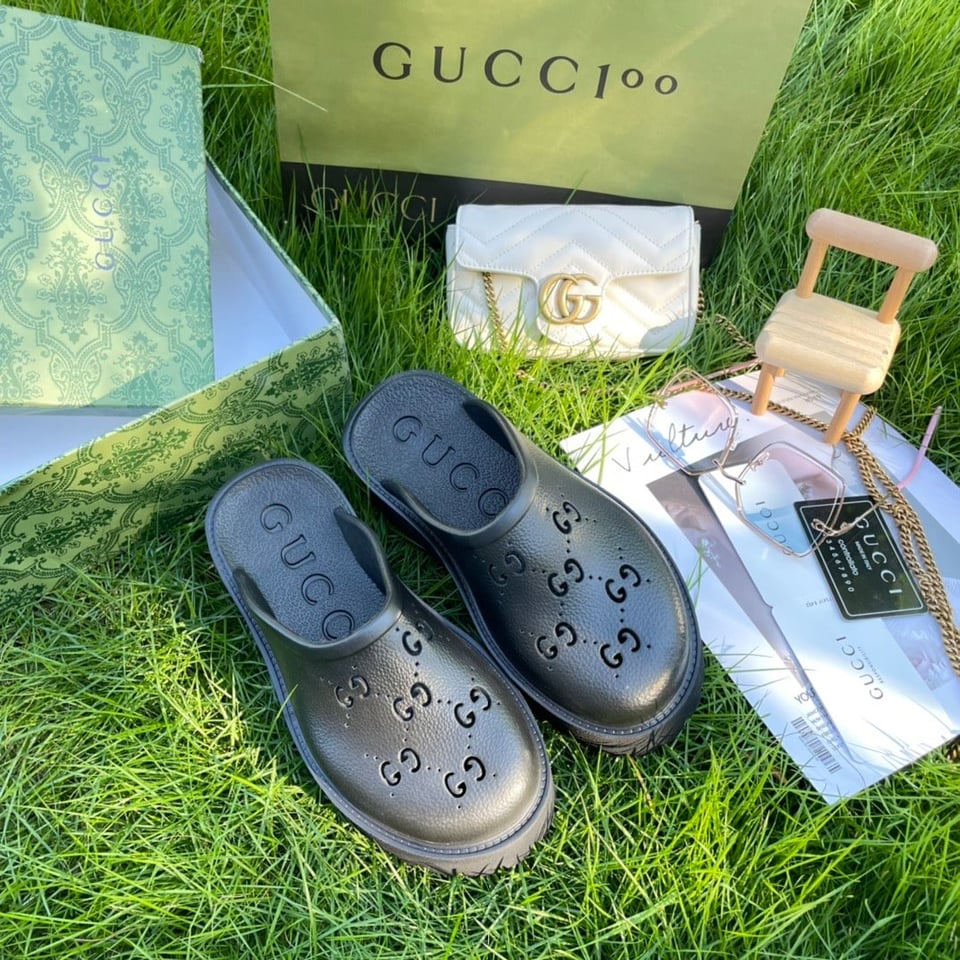 Gucci Men’S Slip On Sandal Black Gg Rubber 655517 Jfb00 1000 view 5