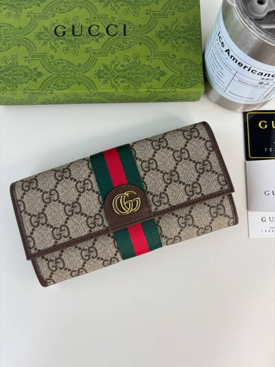 Gucci Ophidia Continental Wallet 19cm/7.5in Beige And Dark Brown 838485 view 3