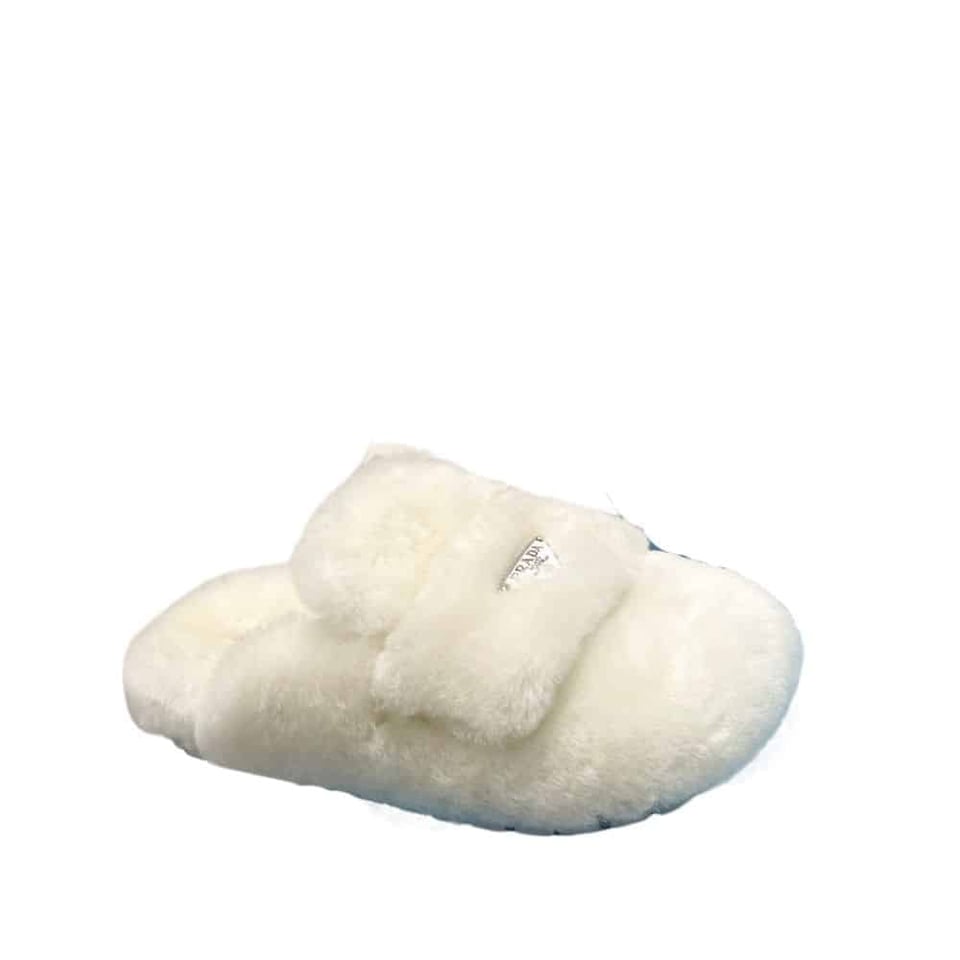 Prada Shearling Sabots White view 2