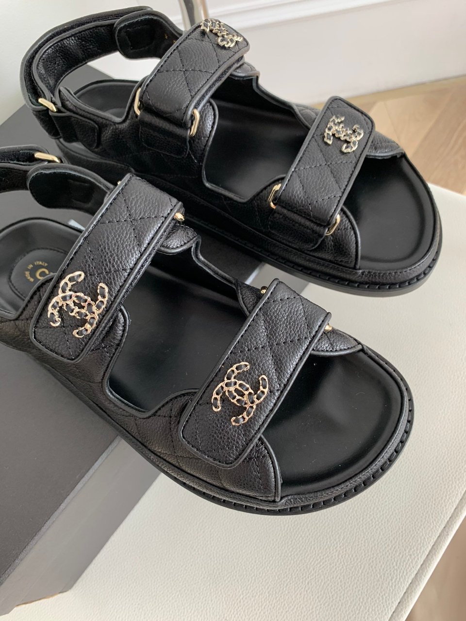 Chanel Quilted Dad Sandal Black For Women view 6