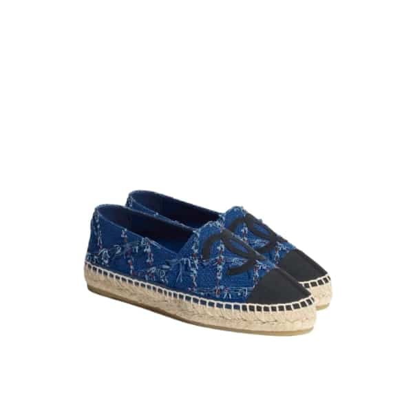 Chanel Espadrilles Cotton Tweed And Grosgrain Blue G29762 Y56424 K5509