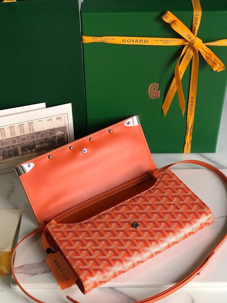 Goyard Monte-Carlo Pm Clutch 25cm Orange Goyardine Canvas view 7