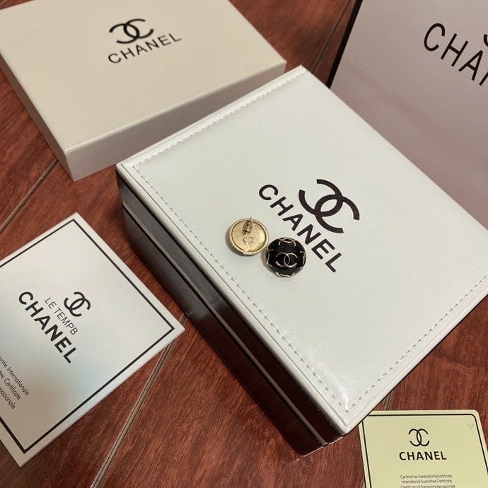 Chanel Button Black Earrings view 4
