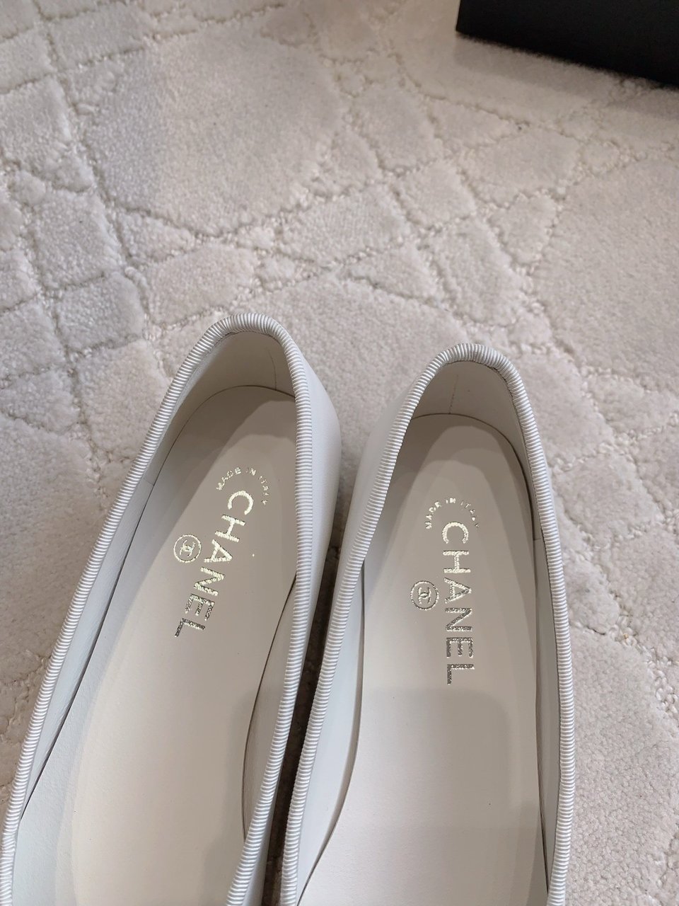 Chanel Cambon Leather Ballet Flats White For Women view 10