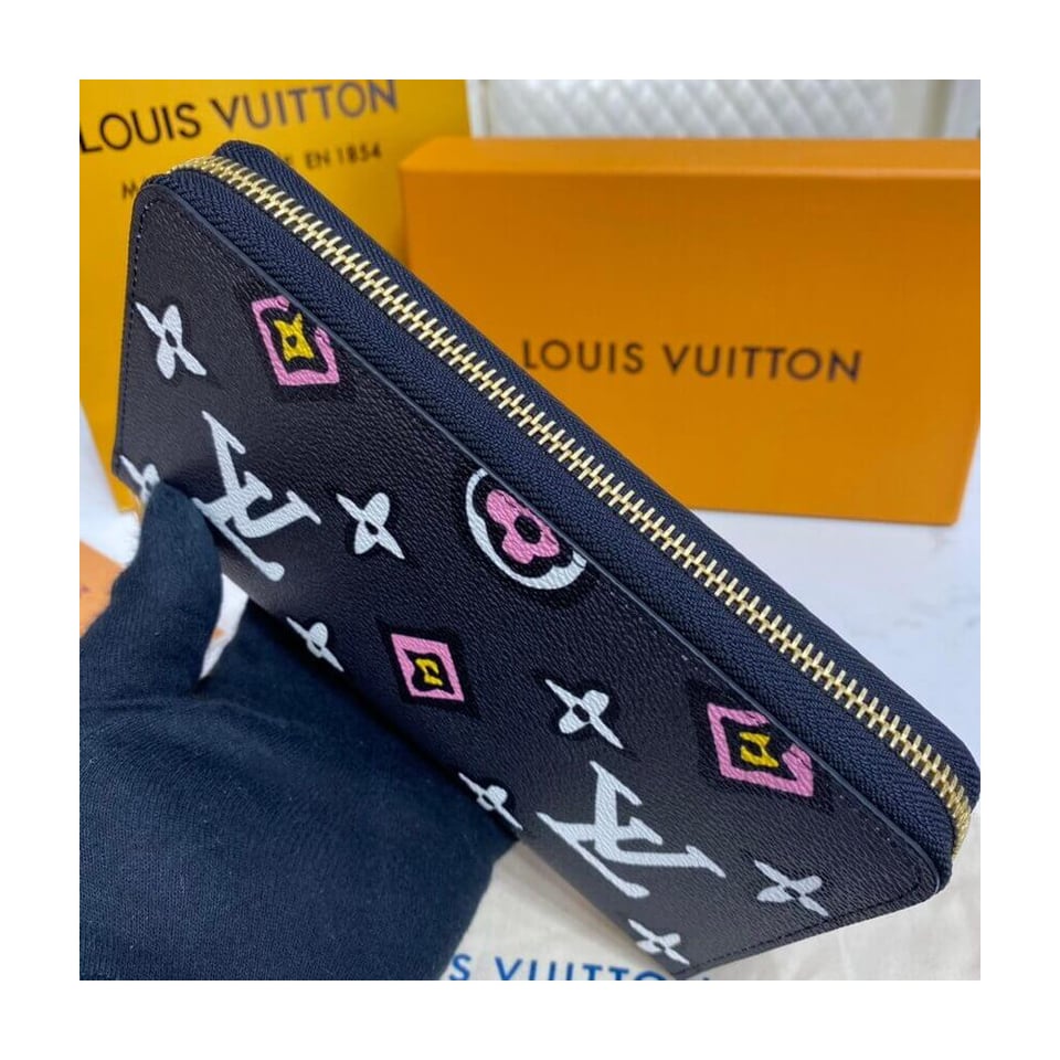 Louis Vuitton Monogram Pattern Zippy Wallet Black view 5